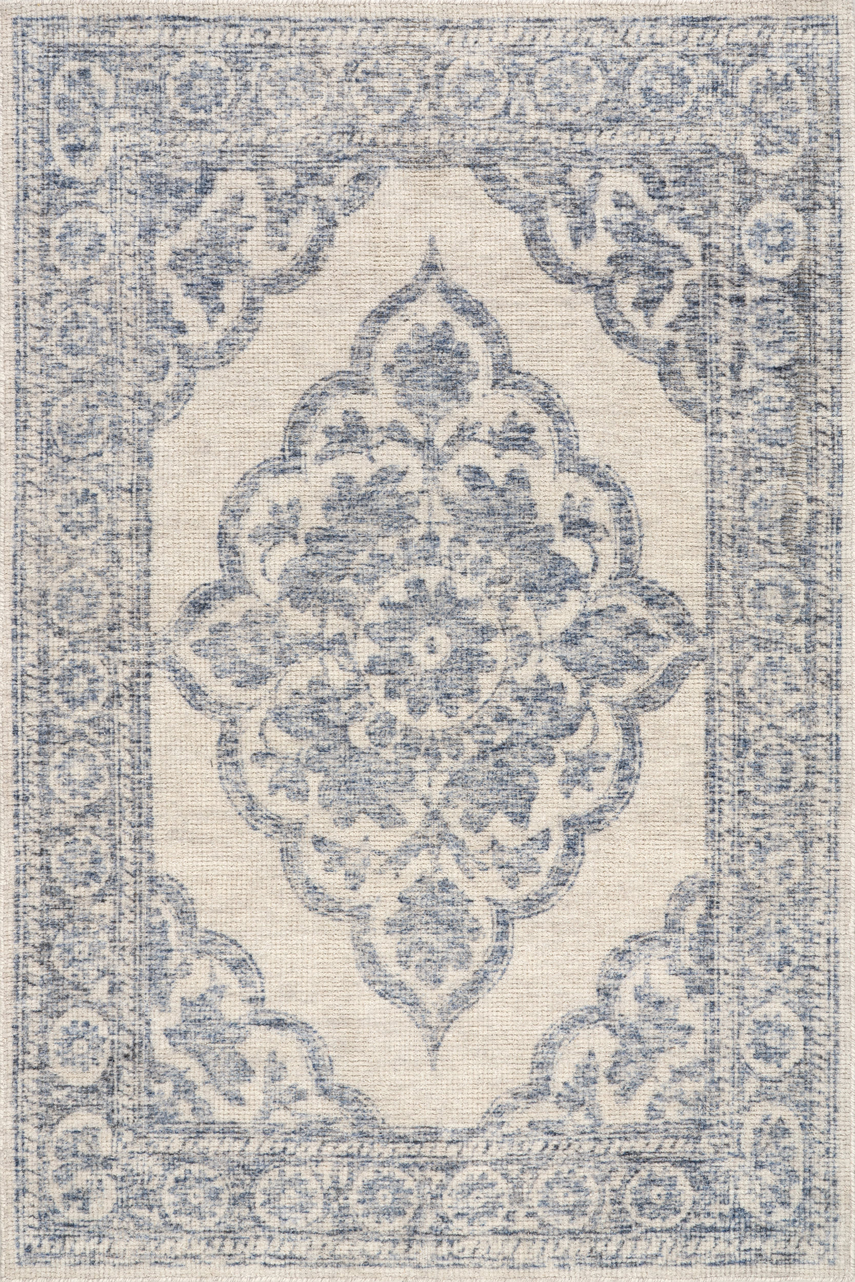 Dark Blue Istanbul Hand-Tufted Ornate Border Wool-Blend 8' 6"" x 11' 6"" rug | Rugs USA