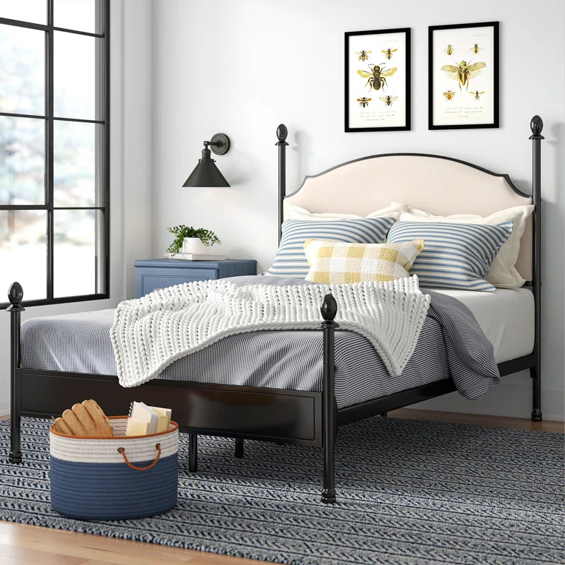 Blakesburg Upholstered Metal Four Poster Bed | Wayfair North America