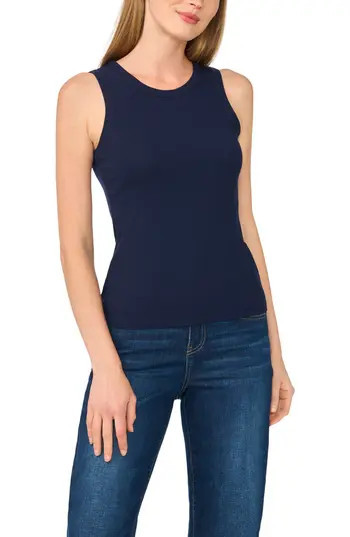 Halogen® Fitted Ribbed Tank Top in Classic Navy at Nordstrom Rack, Size X-Small | Nordstrom Rack