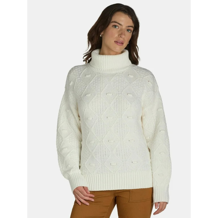 Time and Tru Women's and Women's Plus Bobble Knit Turtleneck Sweater, Midweight, Size XS-4X | Walmart (US)