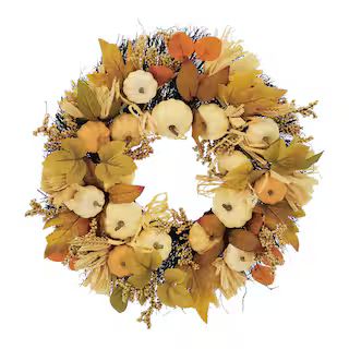 24" Cream Pumpkin, Wheat & Berry Wreath by Ashland® | Michaels Stores