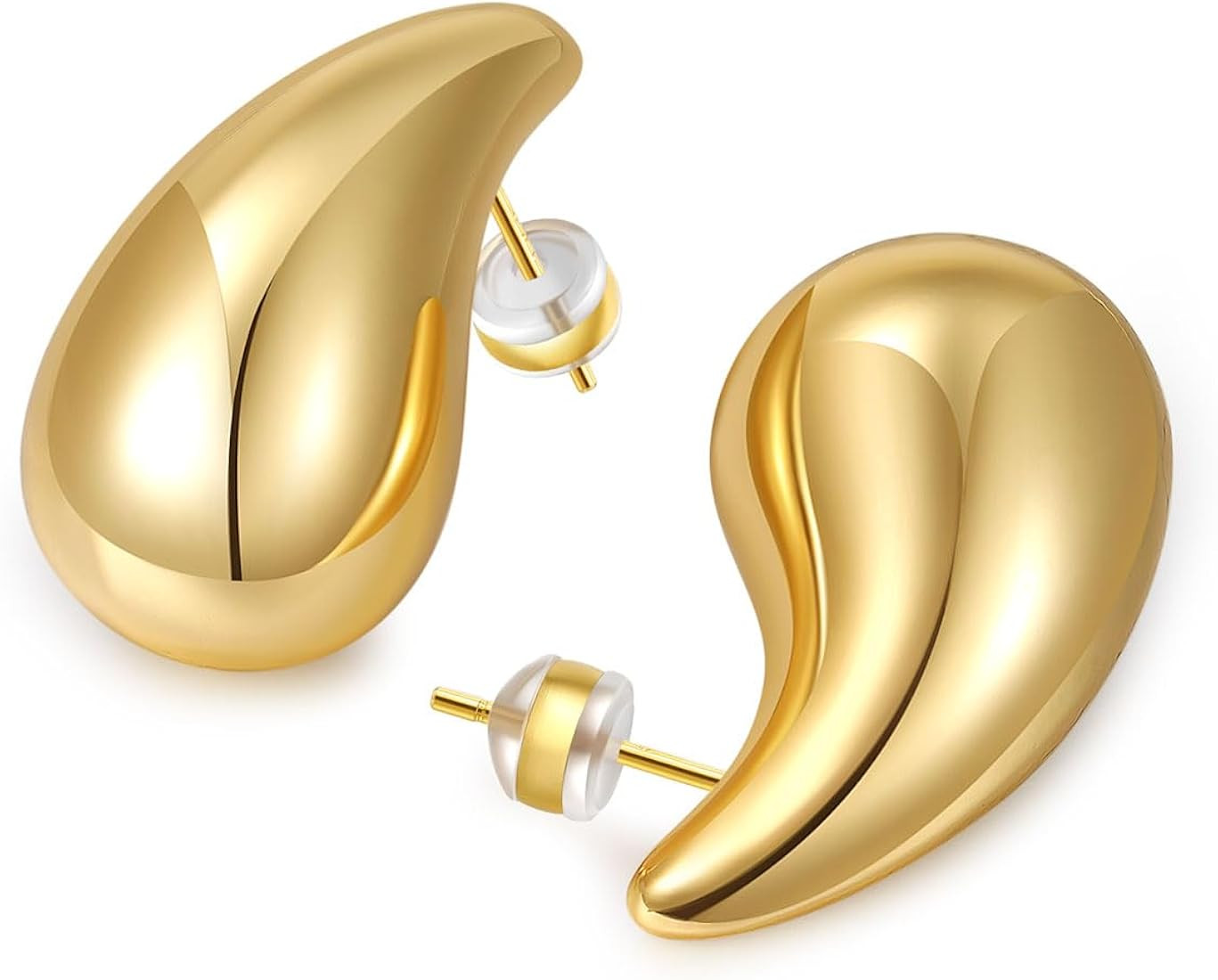 Chunky Gold Hoop Earrings for Women, Lightweight Hypoallergenic Hollow Earrings With 14K Gold Pla... | Amazon (UK)