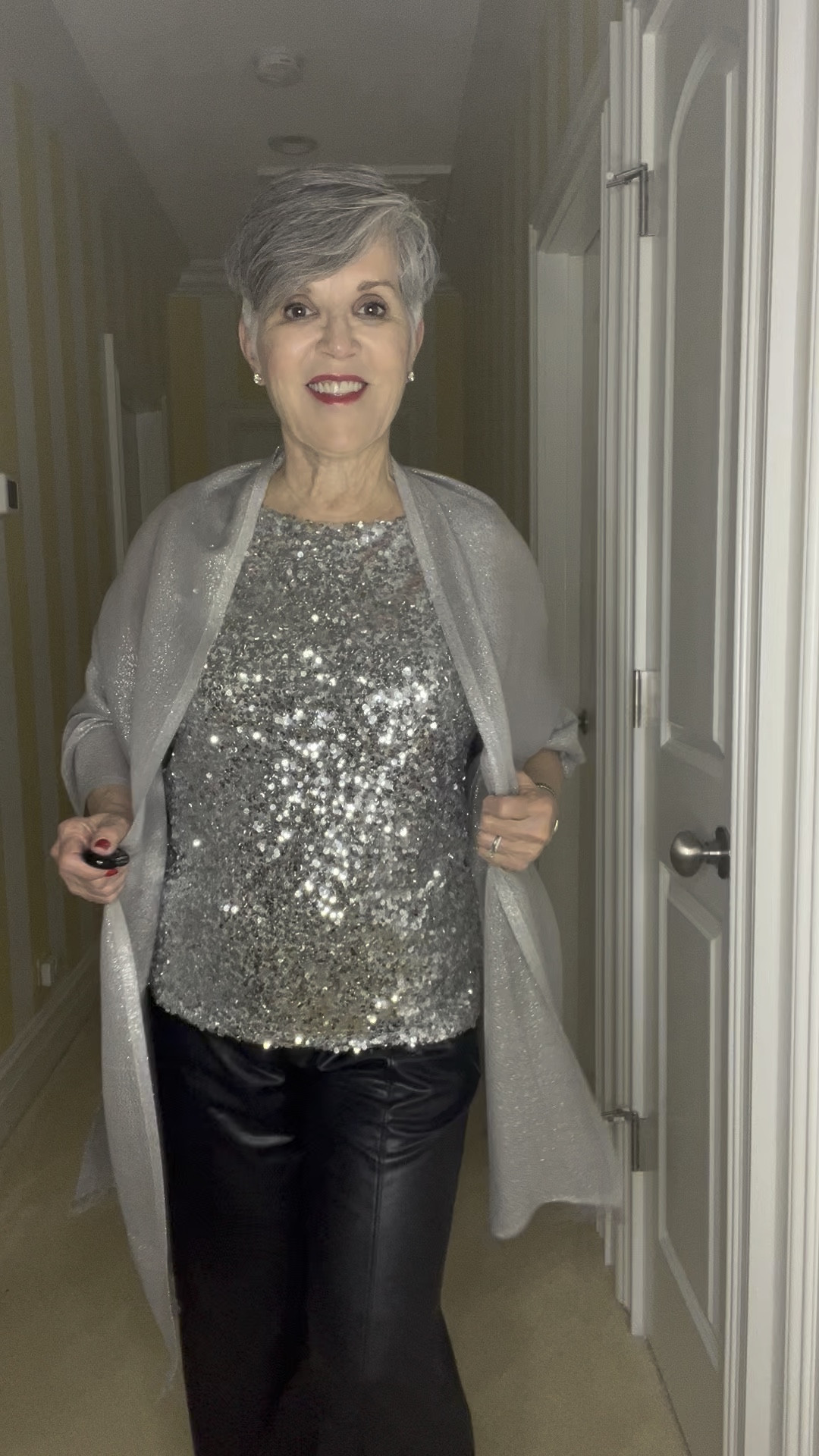 Watch this quick video if you wonder how to wear leather pants for the holidays. Here I paired @evereve faux leather pants with a great @talbots sequined top. Add a silver @amazonfashion pashmina for the perfect on trend holiday 🎄look! Here’s the blog post with LOTS OF SPARKLY ITEMS for the holidays 🎄🎄🎄: Three Ways to Wear a Sequined Top - Dr. Julie's Fun Life
Would YOU wear this look? I’m almost 68! Over 50 and I still love fashionable holiday looks!

#LTKParties #LTKHoliday #LTKOver40