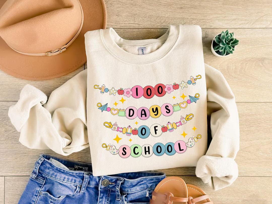 100 Days of School Bracelet Shirt, Teacher 100 Days of School Outfit, Celebrate 100th Day, Funny ... | Etsy (US)
