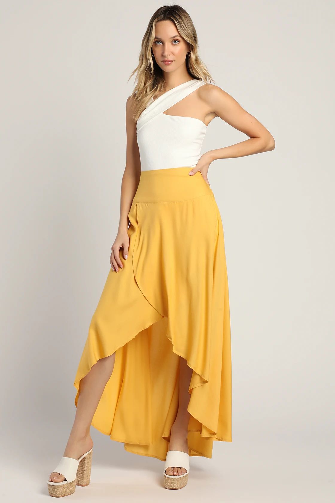 Ambrosio Yellow High-Low Maxi Skirt | Lulus (US)
