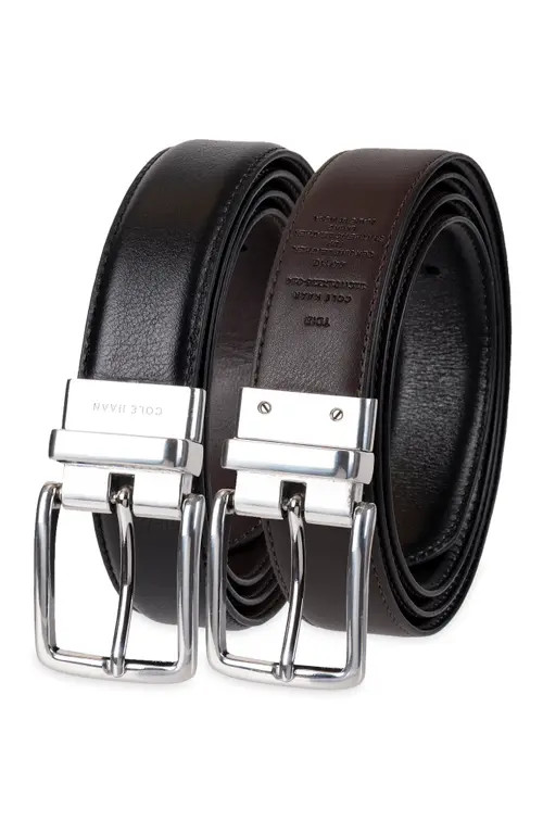 Cole Haan Reversible Feather Edge Leather Belt in Black/Brown at Nordstrom, Size 38 | Nordstrom