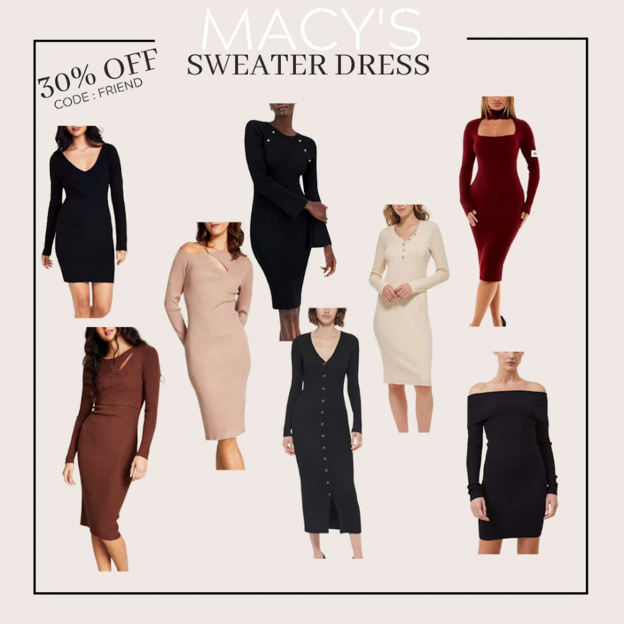 Sweater dresses great for the holidays! 

Macys - up to 30% off

#LTKstyletip #LTKsalealert #LTKSeasonal