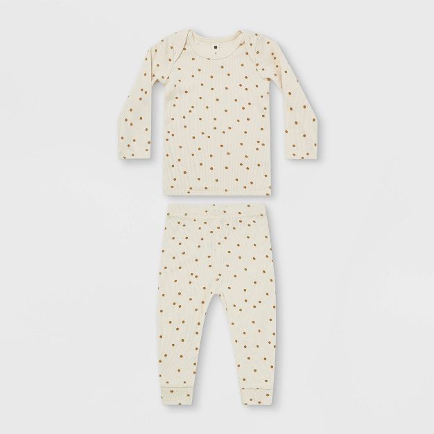 Q by Quincy Mae Baby 2pc Honey Dots Top & Bottom Set - Honey/Natural | Target