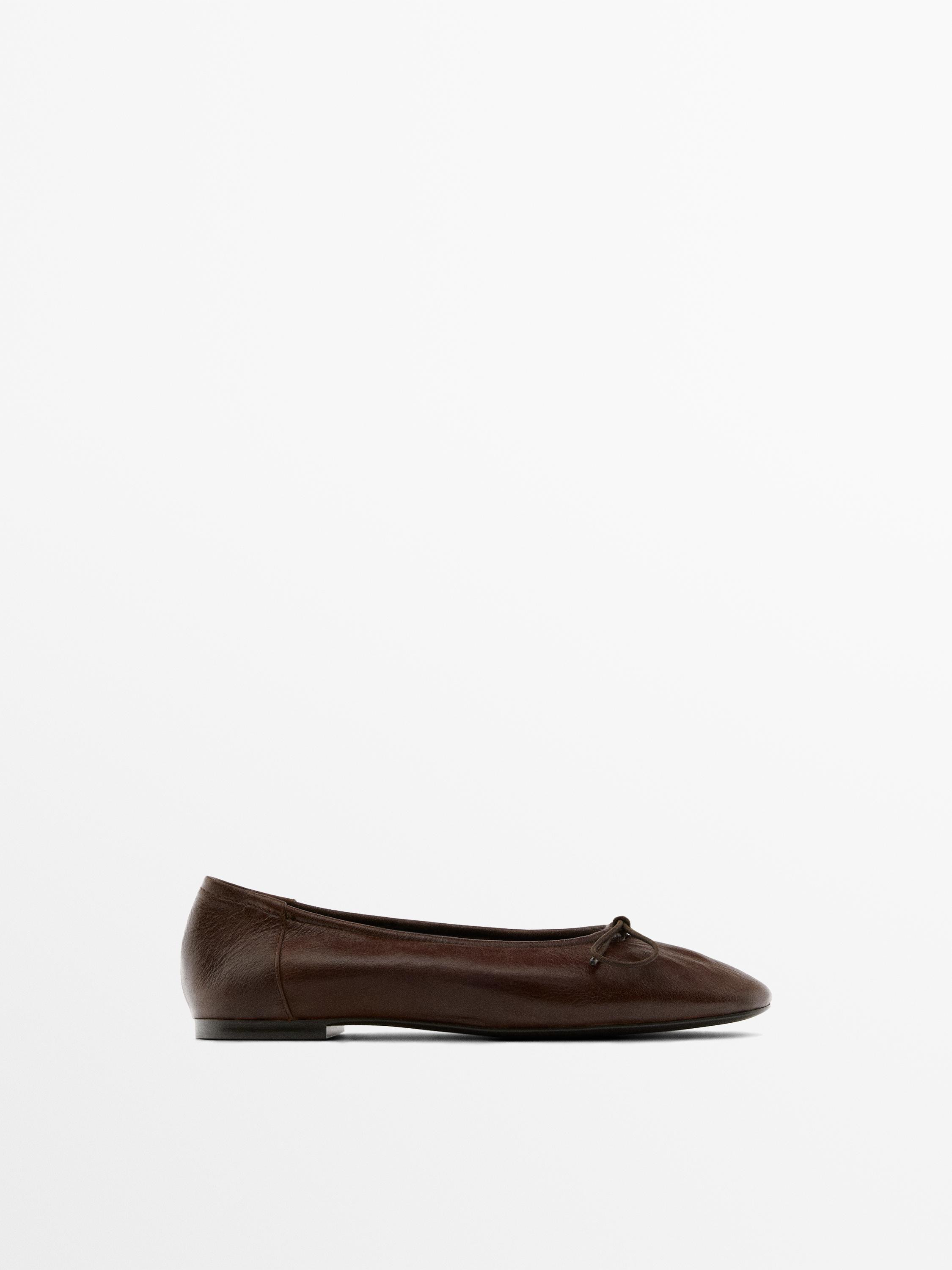 Gathered ballet flats with bow | Massimo Dutti US