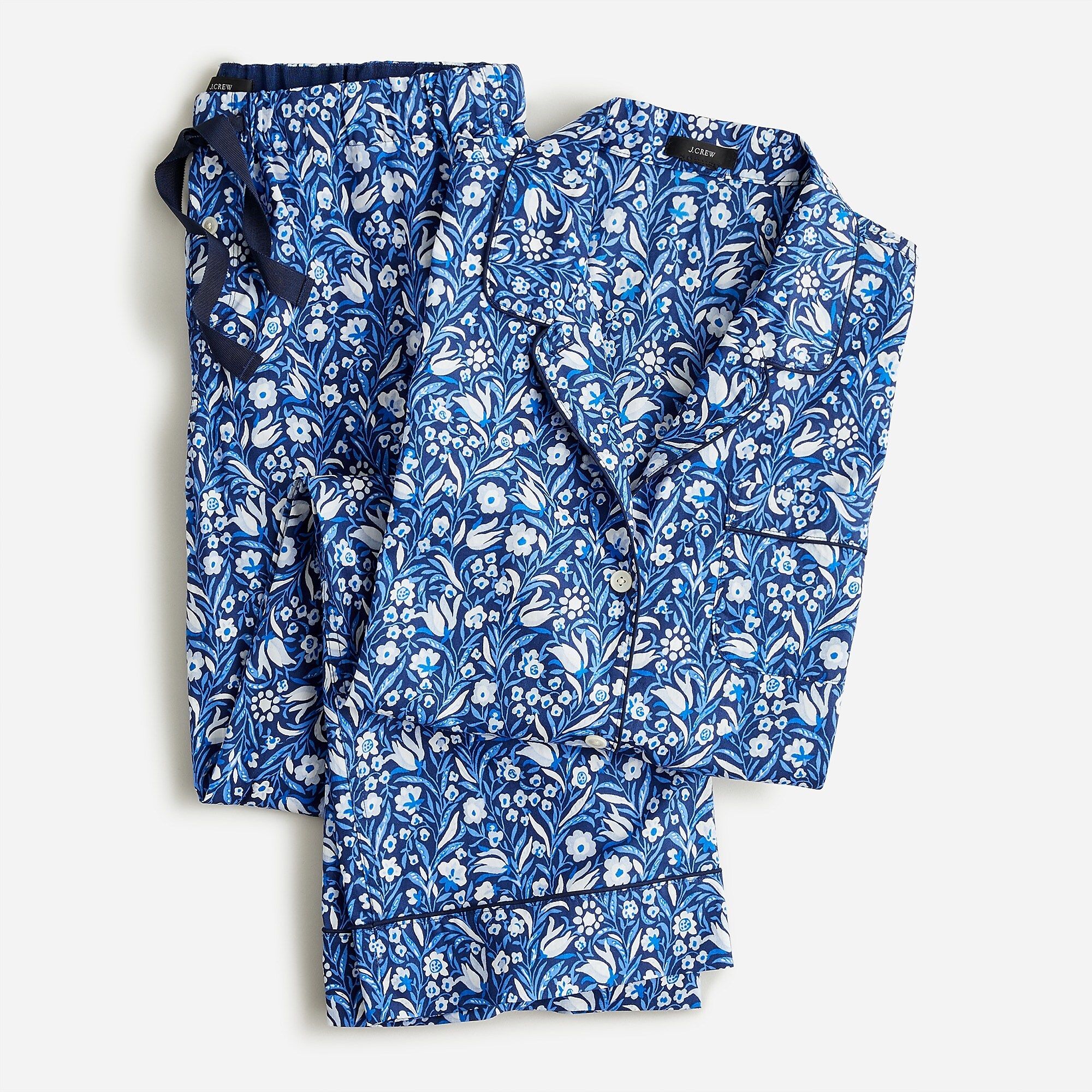 Long-sleeve cotton poplin pajama set in floral flourish | J.Crew US