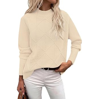 LOMON Women's Mock Neck Sweater Long Sleeve 2026 Fall Winter Knitted Tops | Amazon (US)