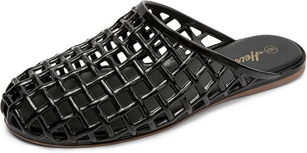 HEVA Women's Jelly Slide Sandals - Clear Mesh Hollow Slip On Closed Toe Slippers - Lightweight Ca... | Amazon (US)