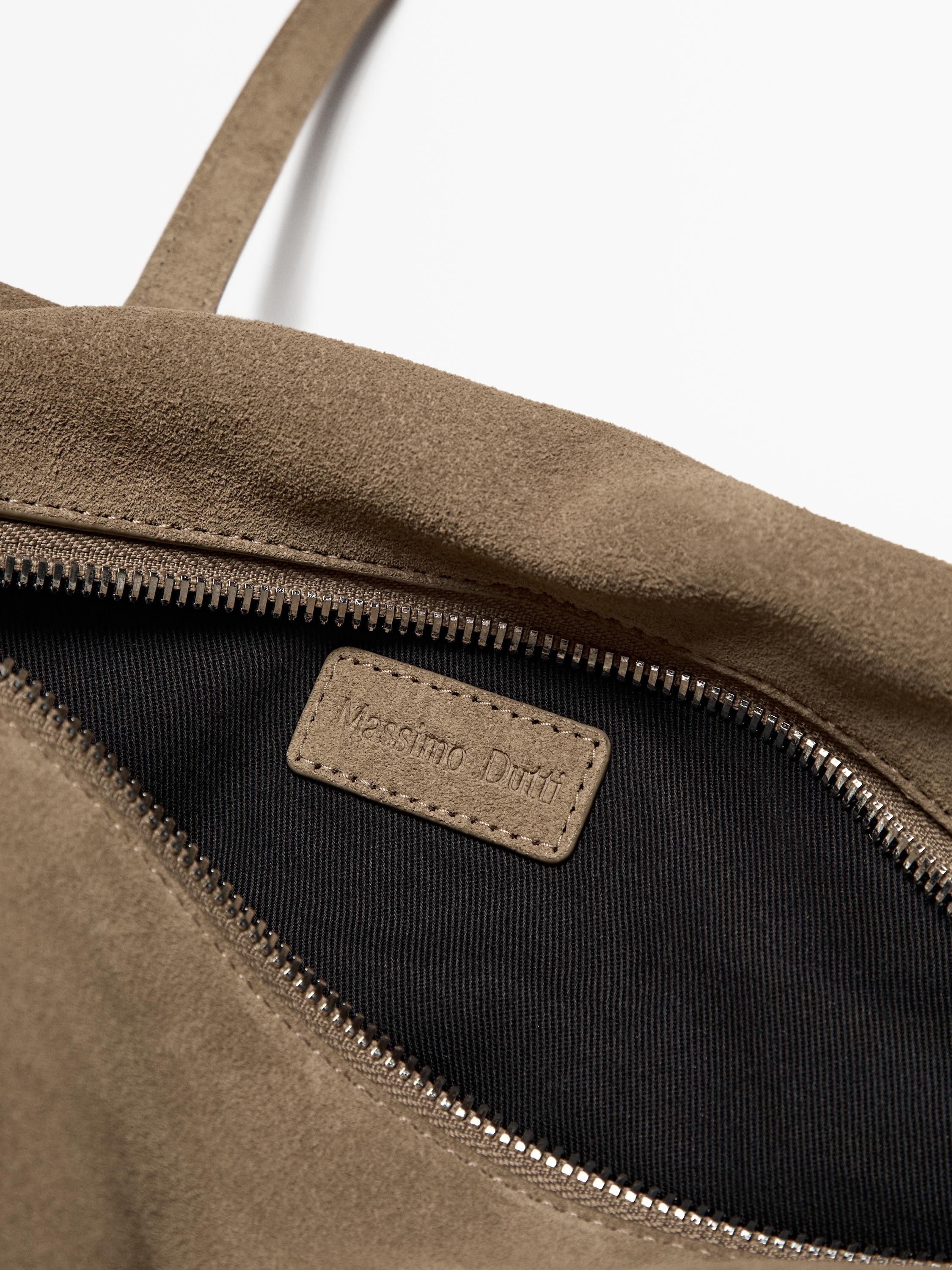 Split suede satchel bag | Massimo Dutti UK