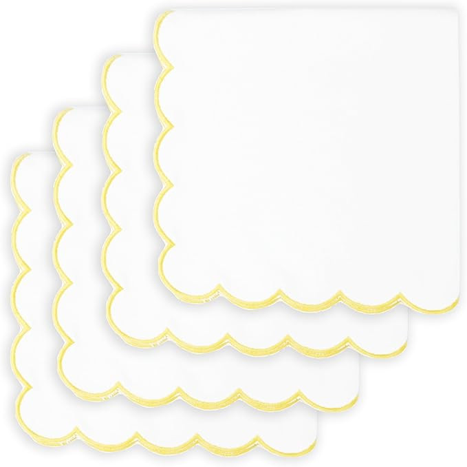 PurpleEssences Scalloped Embroidery Cloth Napkins - Spring Easter Summer - Table Decor - 100% Cot... | Amazon (US)