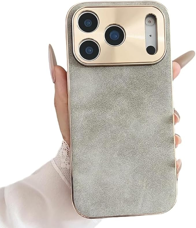 Designed for iPhone Cases Plating Camera Lens Protection Soft Touch Suede Leather Compatible with... | Amazon (US)