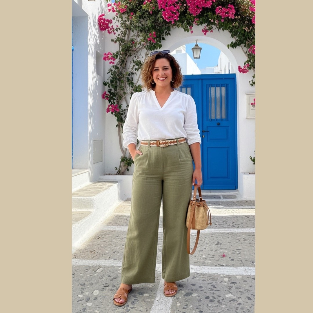 Green linen trousers 