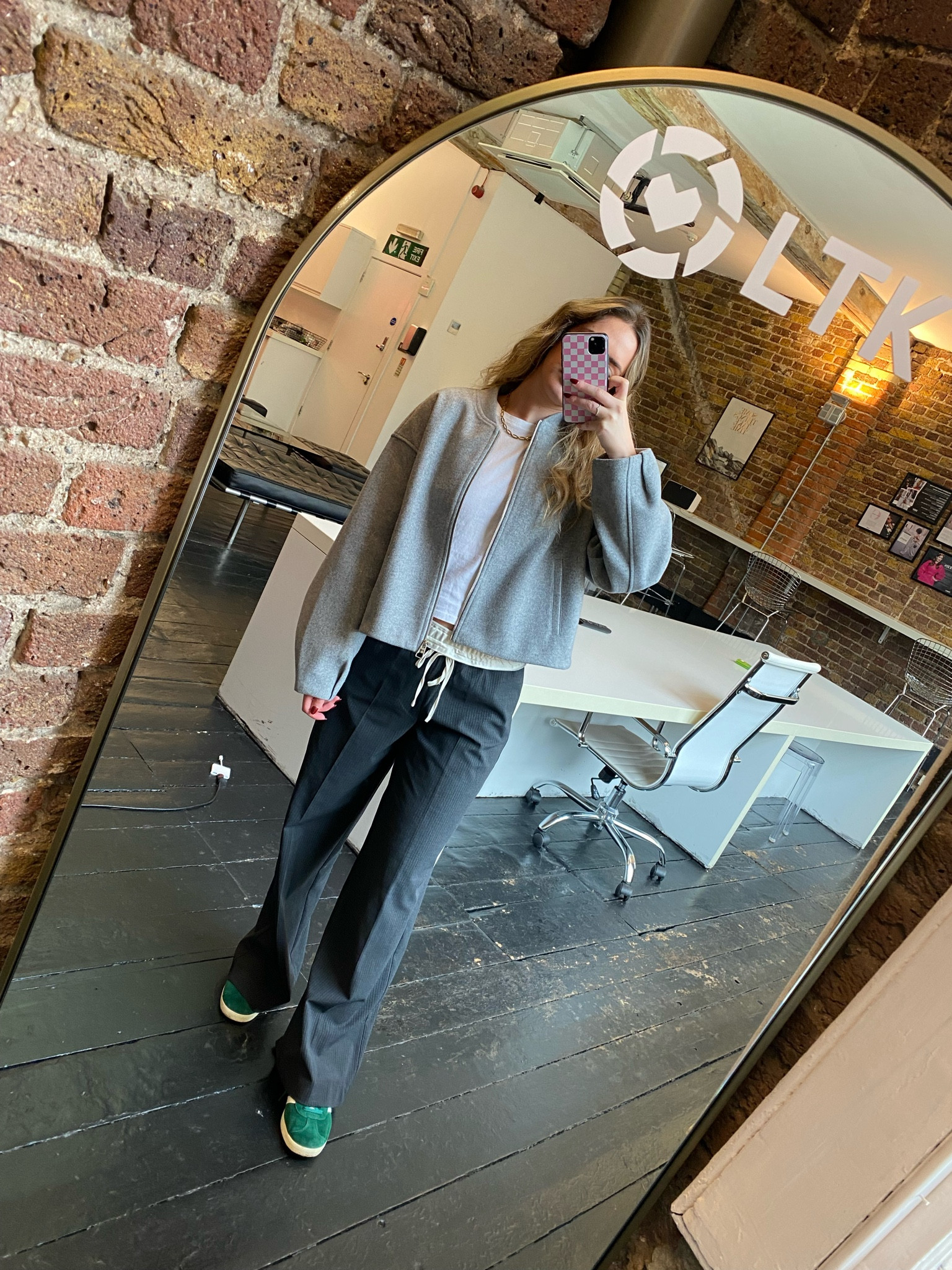 boxer waistband wide leg trousers, adidas gazelle, skims t-shirt top, boxy wool bomber jacket, casual workwear, laidback work outfit, London office looks, autumn fit 

#LTKworkwear #LTKeurope #LTKstyletip