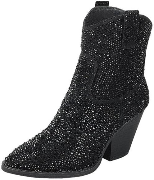 TruFox Women's Rhinestone Western Cowboy Booties | Amazon (US)