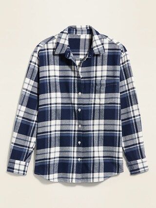 Oversized Plaid Flannel Boyfriend Shirt for Women | Old Navy (US)