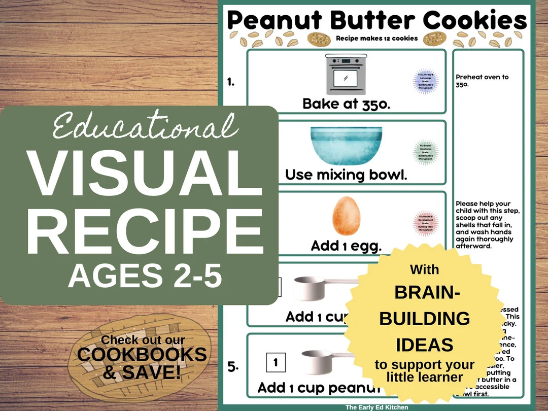 Peanut Butter Cookie Recipe Card for Kid From Childrens Cookbook, Toddler Christmas Gift, Special... | Etsy (US)