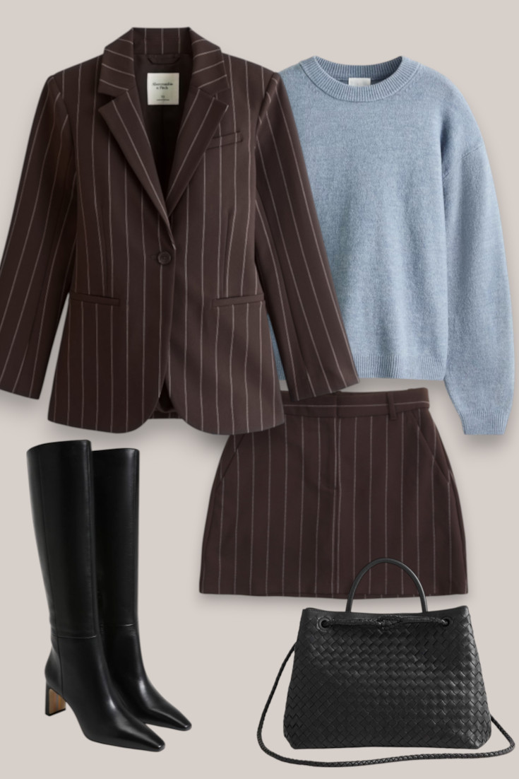 Fall outfit with knee high boots, blazer and skorts. 

 #LTKautumn #LTKdatenight #LTKstyletip