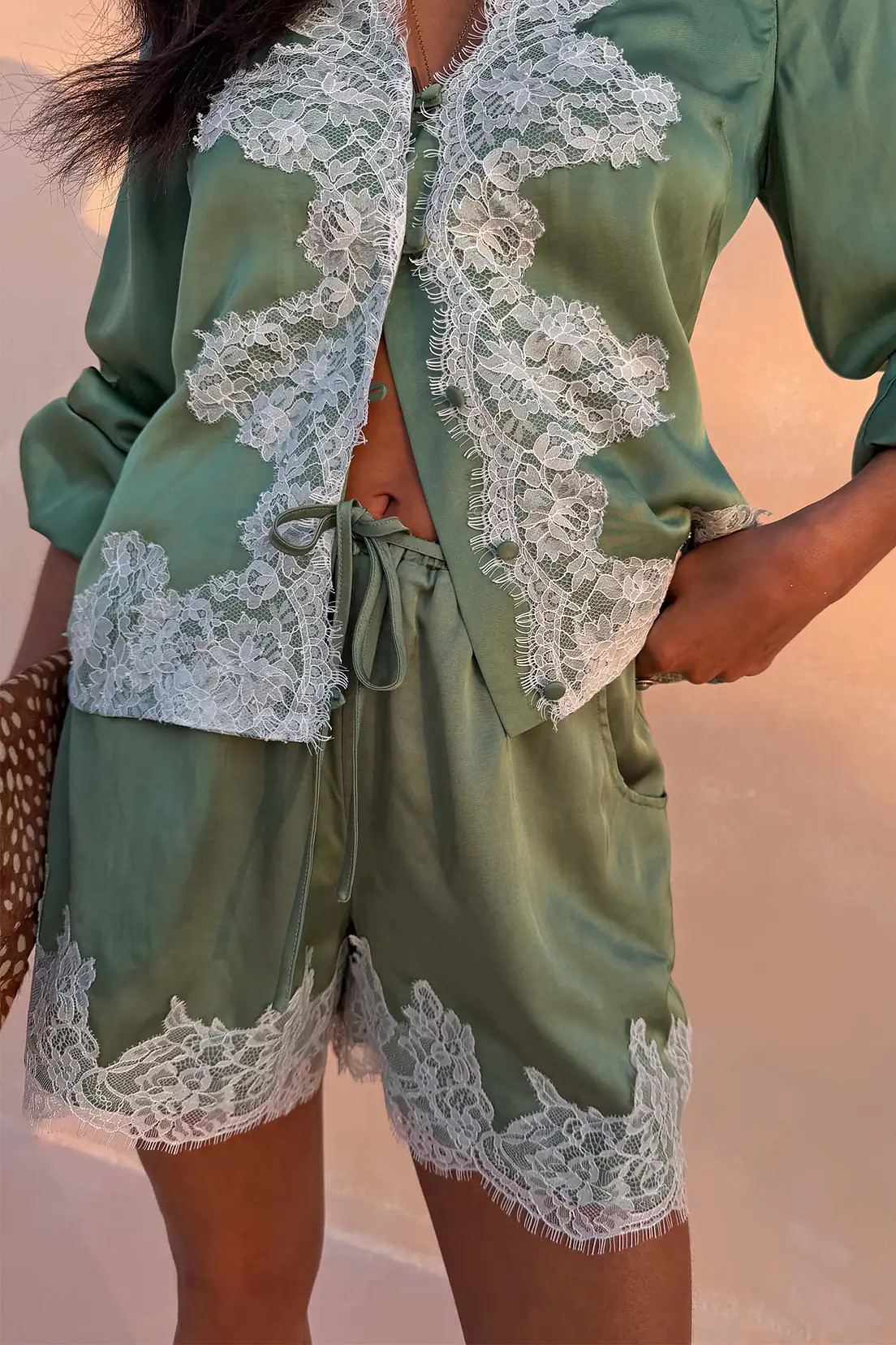 Green Lace Maeva Shorts | Never Fully Dressed US