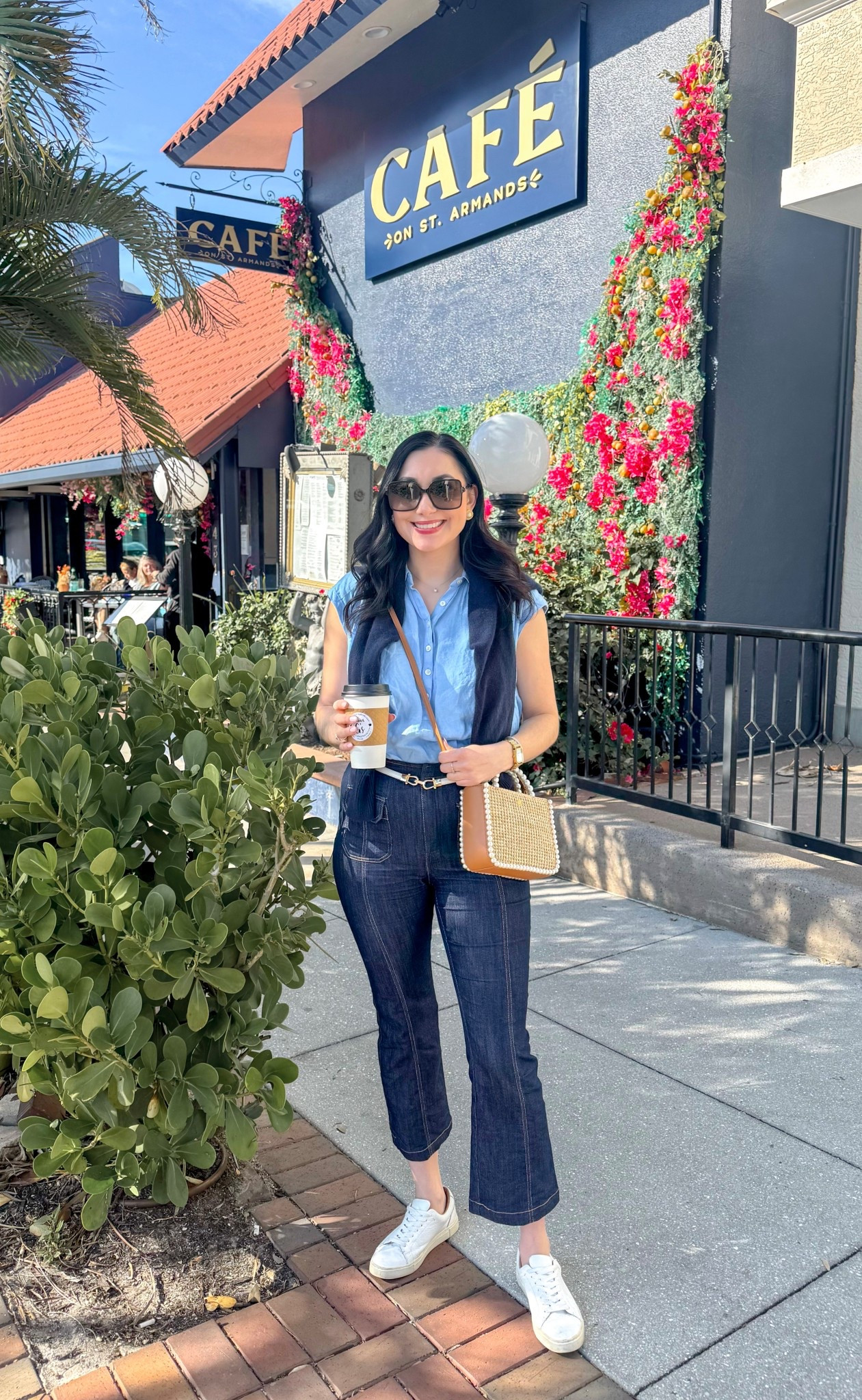 Casual spring outfit 💙

Navy cashmere sweater 
Linen top 
Dark wash kick flare jeans 
White sneakers 

Everyday outfit 
Casual outfit 

#LTKSeasonal #LTKTravel #LTKootd