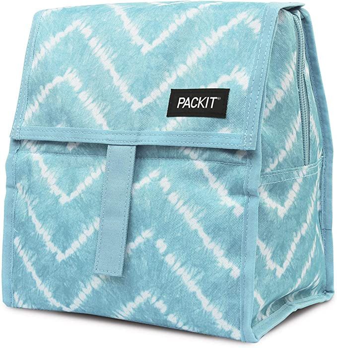 PackIt Freezable Lunch Bag with Zip Closure, Aqua Tie Dye | Amazon (US)