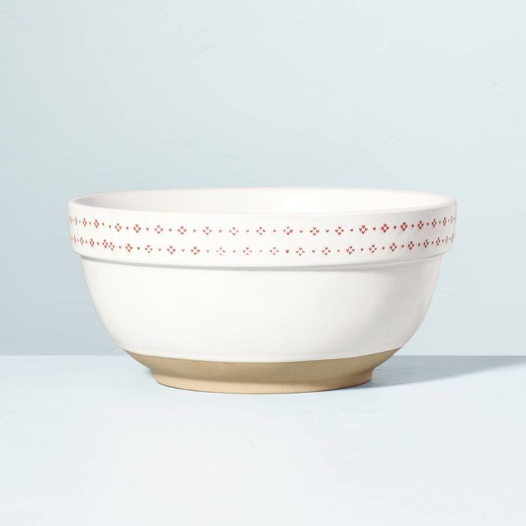 Embossed Fleck Trim Stoneware Serving Bowl Red/Cream - Hearth & Hand™ with Magnolia | Target