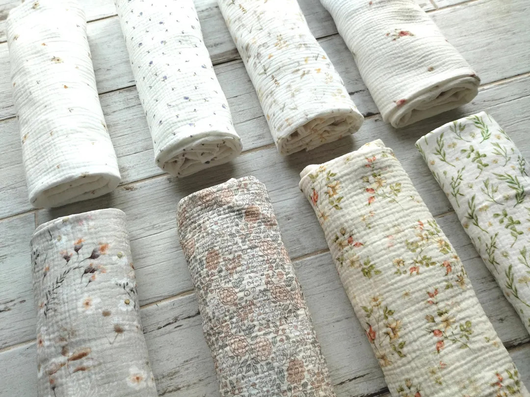 Organic Muslin Flower Baby Swaddle Blanket: Lightweight Floral Wrap | Etsy (US)