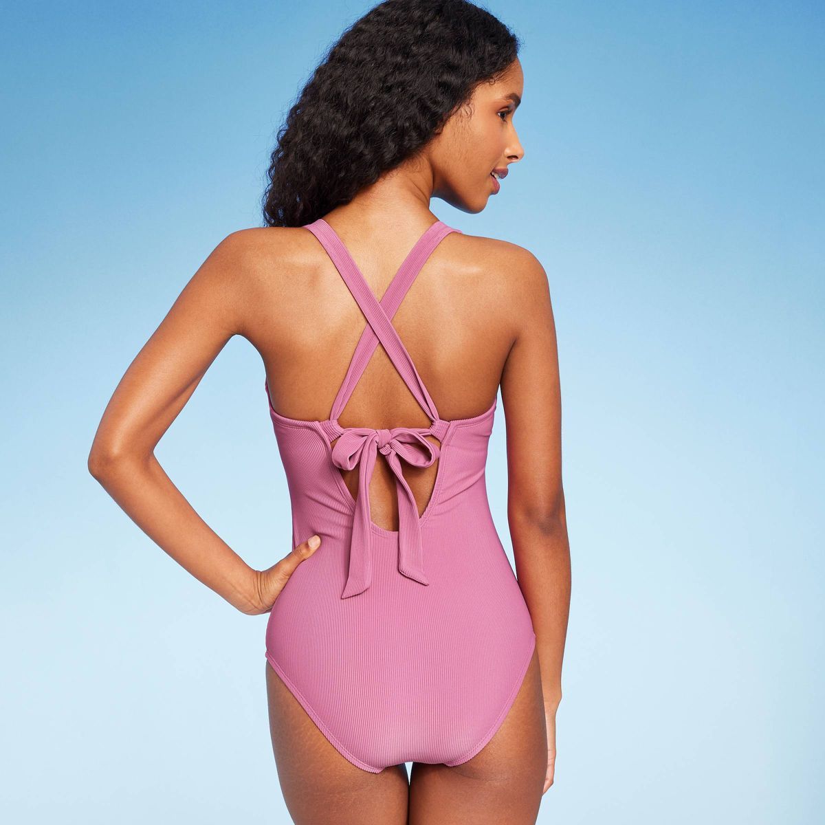 Women's Ribbed Plunge Ring Detail One Piece Swimsuit - Shade & Shore™ | Target