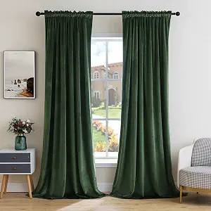 MIULEE Olive Green Velvet Curtains Thermal Insulated Blackout Curtain Drapes for Bedroom Living R... | Amazon (US)