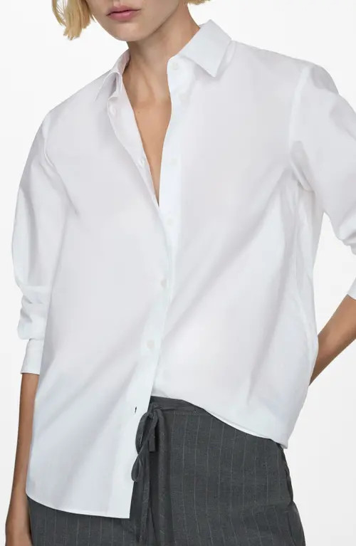 MANGO Relaxed Fit Button-Up Shirt in Off White at Nordstrom, Size 0 | Nordstrom