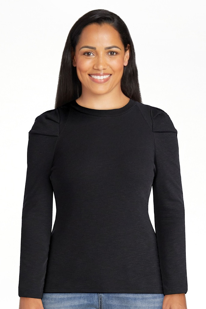 Time and Tru Women's Top with Long Puff Sleeves, Size XS-XXXL | Walmart (US)