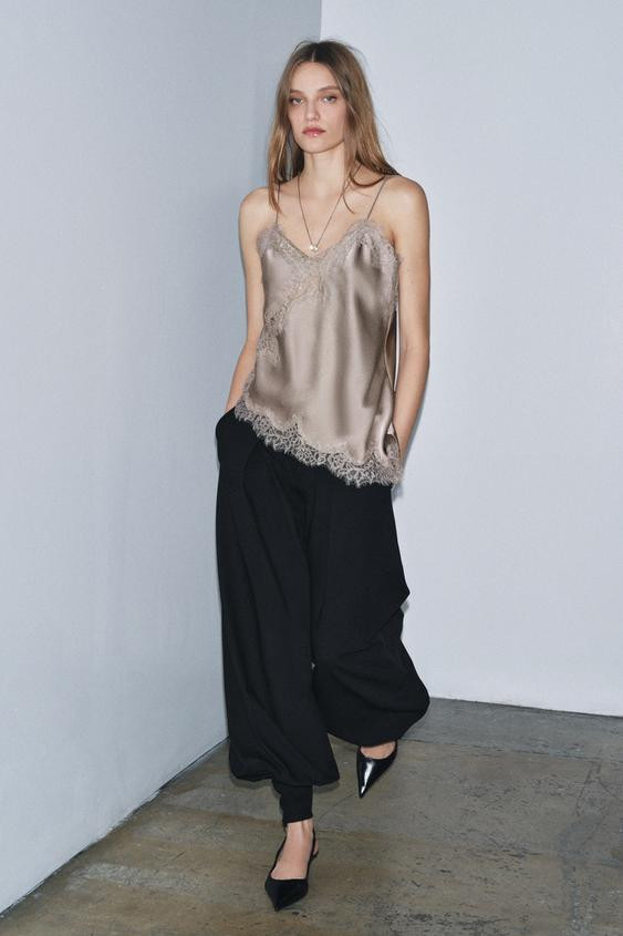 ZW COLLECTION LACE CAMISOLE TOP | Zara UK