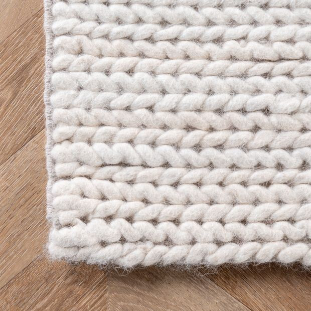 Off White Veronica Wool Braided Area Rug | Rugs USA