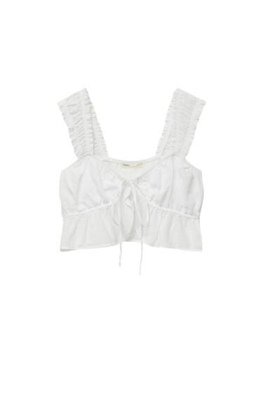 CROP TOP WITH BOW DETAIL | PULL and BEAR UK