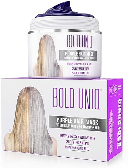 Bold Uniq Purple Hair Mask - For Blonde, Platinum, Bleached, Silver, Gray, Ash & Brassy Hair - Re... | Amazon (US)