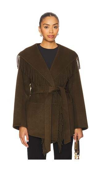 SIMKHAI Rowen Fringe Jacket in Olive. - size XS | Revolve Clothing (Global)