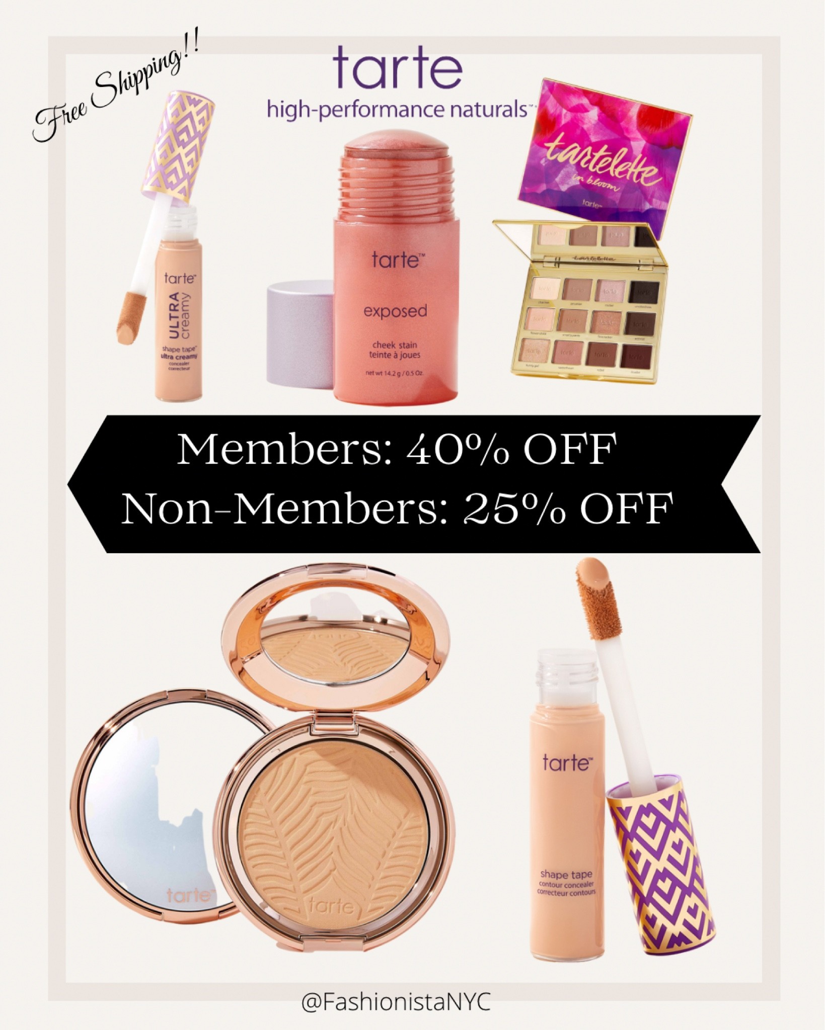 Tarte Perks Members SAVE 40% off 
Non-Members SAVE 25% off
Everyone gets FREE Shipping !!!! 
Beauty - Skincare - MakeUp - Cosmetics - Holiday 

#LTKsalealert #LTKHoliday #LTKbeauty