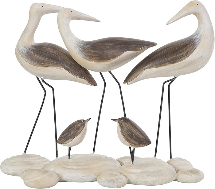 Deco 79 Polystone Bird Decorative Sculpture Family Home Decor Statue with Cream Rock Base, Accent... | Amazon (US)