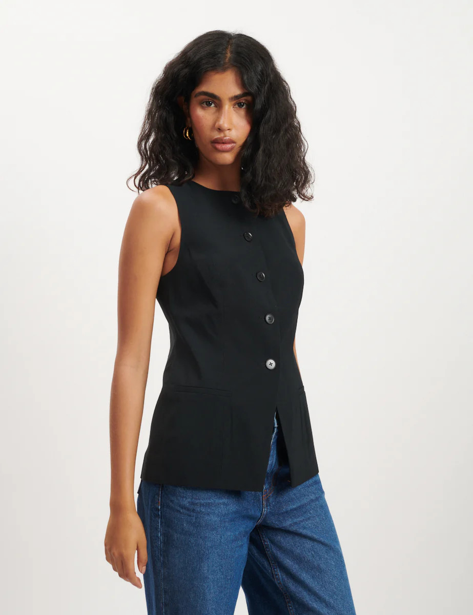 Black Longline Waistcoat | Nobody's Child