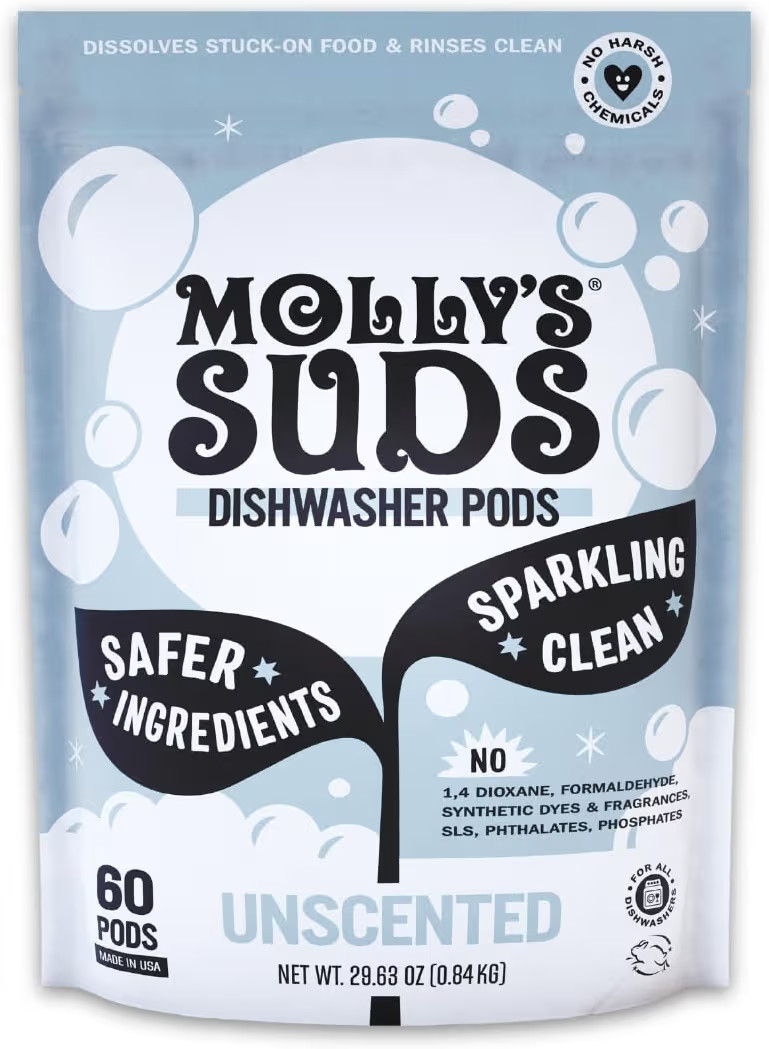Molly's Suds Dishwasher Pods | Clean Dishwasher Detergent, Cuts Grease & Rinses Clean (Residue-Fr... | Amazon (US)