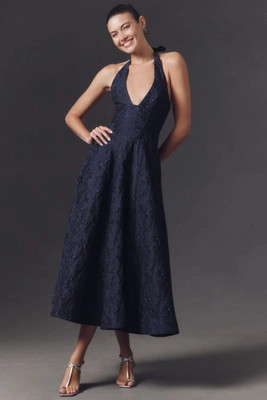 Mare Mare Halter Corset Fit & Flare Jacquard Maxi Dress | Anthropologie (UK)