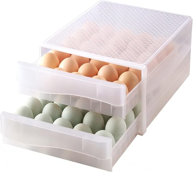 Egg Holder for Refrigerator, THIPOTEN 60 Grid Eggs Storage Container for Refrigerator, Perfect Ho... | Amazon (US)