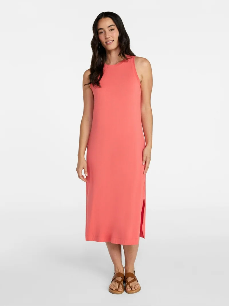 Time and Tru Women's Sleeveless Midi Column Dress, Sizes XS-XXXL | Walmart (US)