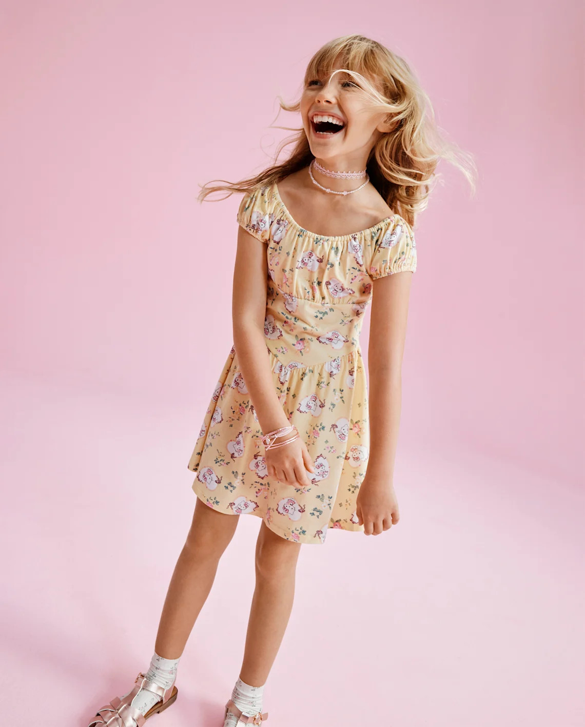 Girls Hello Kitty® Print Corset Drop Waist Dress - yellow | The Children's Place