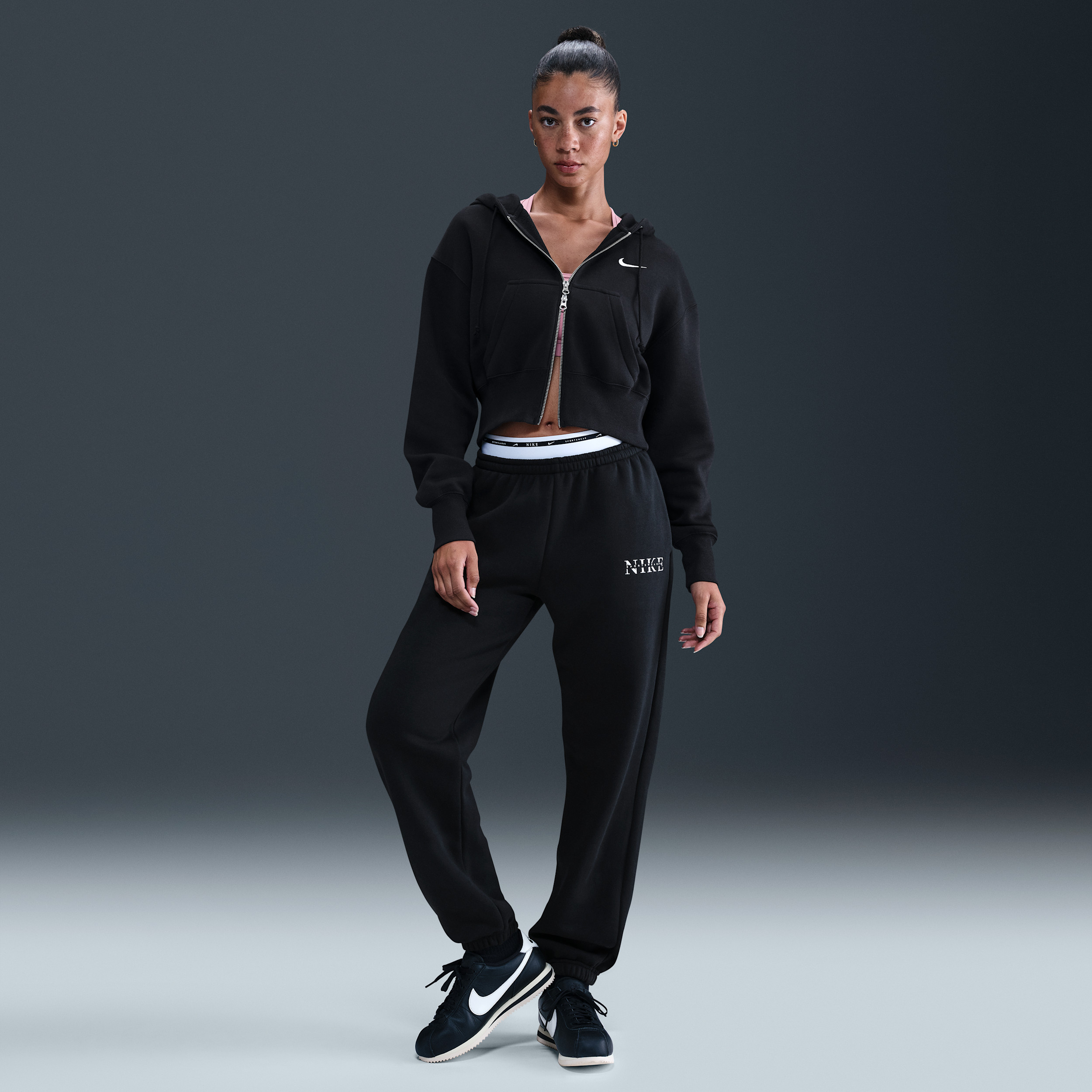 Women's Nike Sportswear Phoenix Fleece High-Waisted Sweatpants in Black | IH4055-010 | Nike (US)