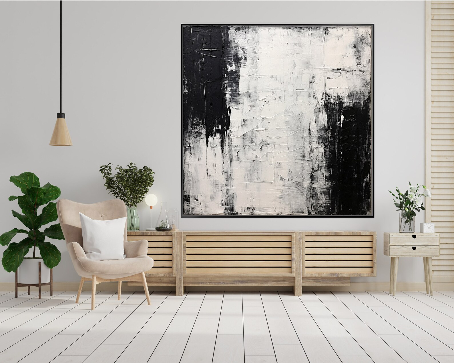 Black and White Abstract Line Painting on Canvas ,original Painting,handmade Painting,large Textu... | Etsy (CAD)