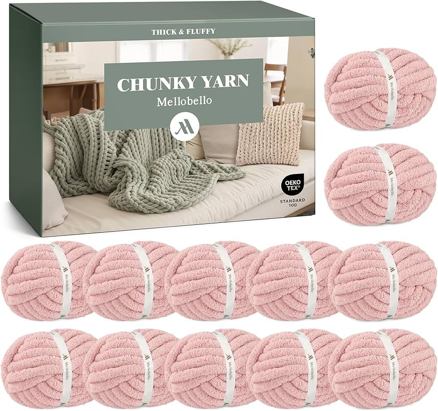 Jumbo Chenille Chunky Yarn for Crocheting - Super Bulky Fluffy Chunky Yarn for Hand Knitting - Ex... | Amazon (US)